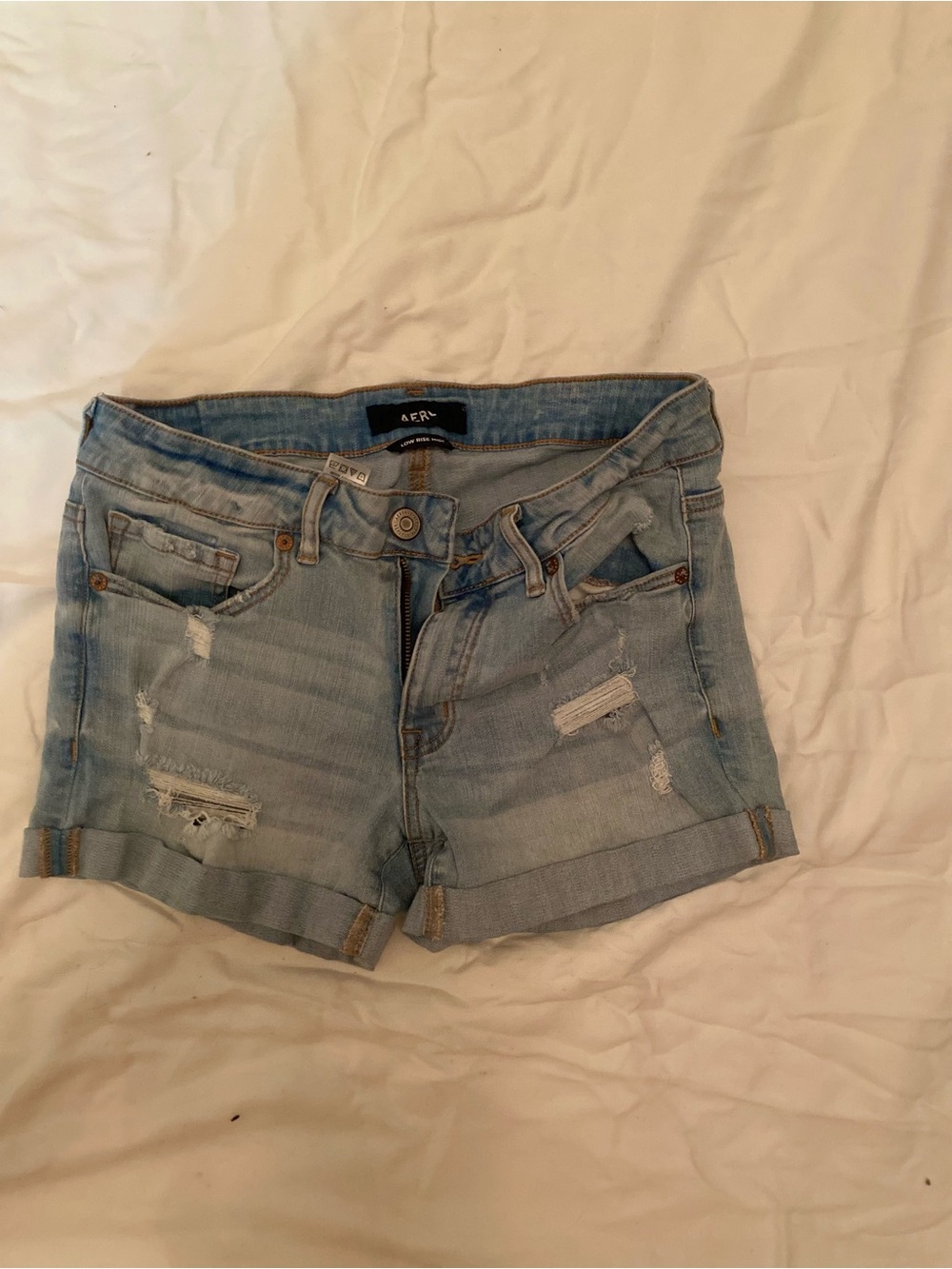 Aeropostale low rise Light Blue Distressed Cuffed Denim Shorts